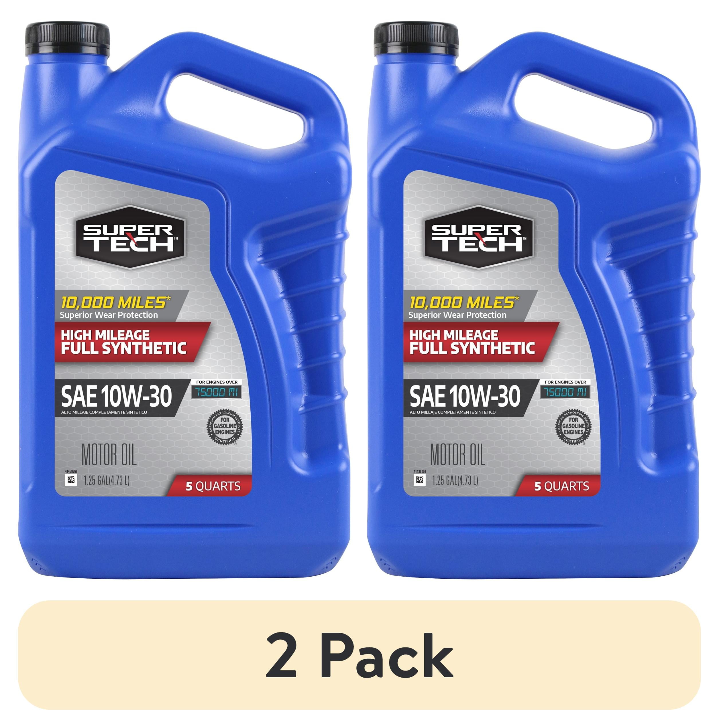 (2 pack) Super Tech High Mileage Full Synthetic SAE 10W-30 Motor Oil, 5 Quarts