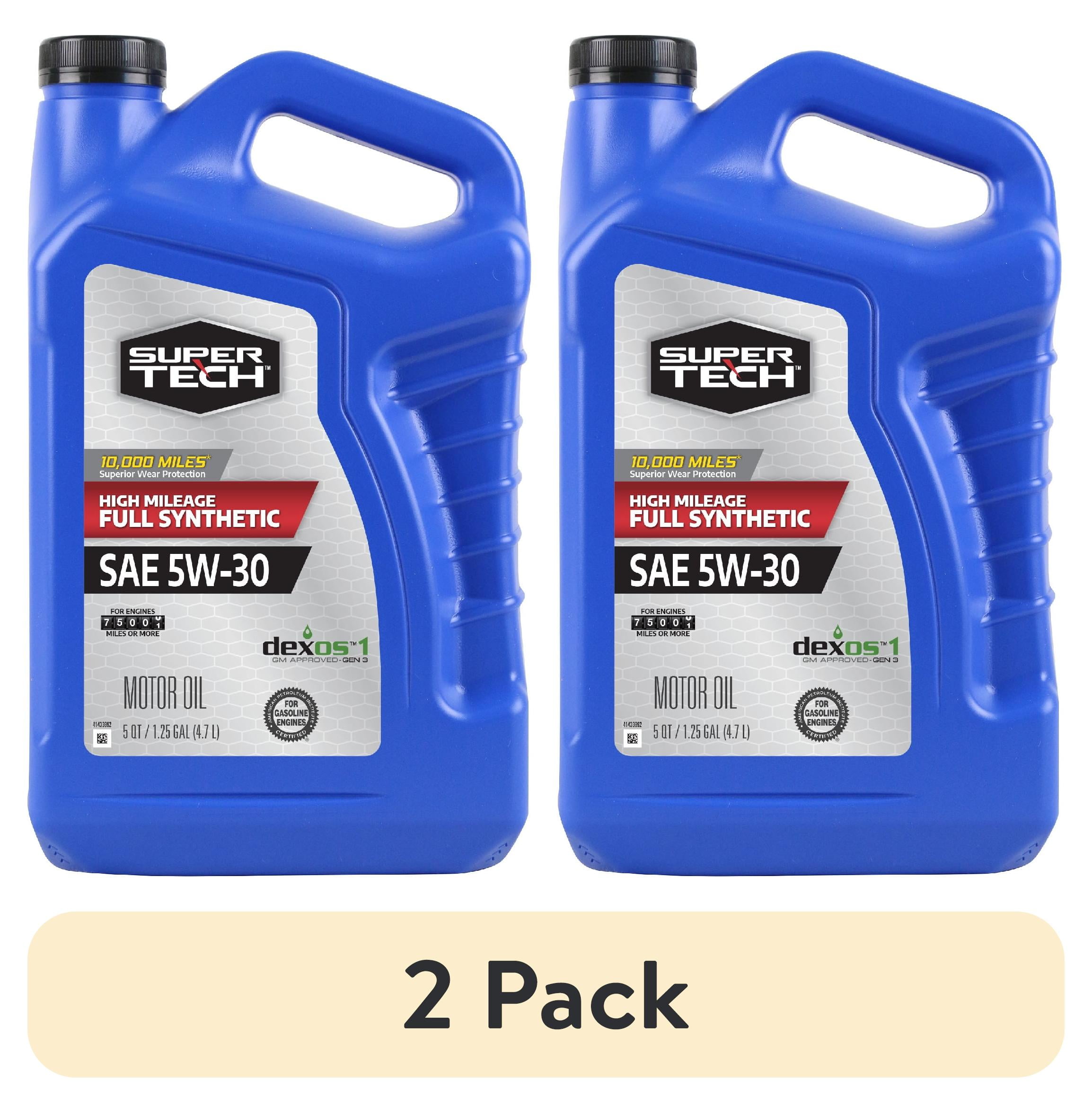 (2 pack) Super Tech High Mileage Full Synthetic SAE 5W-30 Motor Oil, 5 Quarts