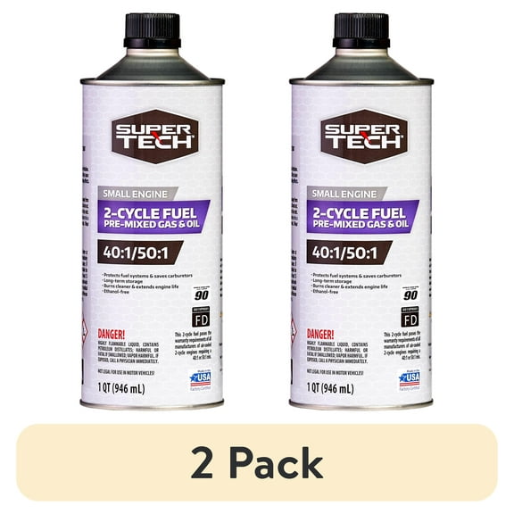 (2 pack) Super Tech Multi-Mix 40:1/50:1 2-Cycle Premixed Small Engine Fuel 32 oz container