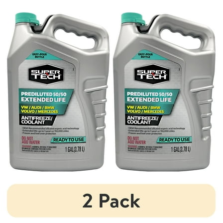 (2 pack) Super Tech OE Teal Antifreeze Prediluted 50/50