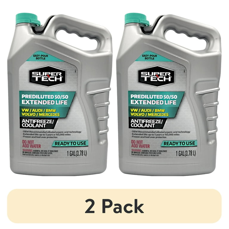 2 pack) Super Tech OE Teal Antifreeze Prediluted 50/50 - Walmart.com