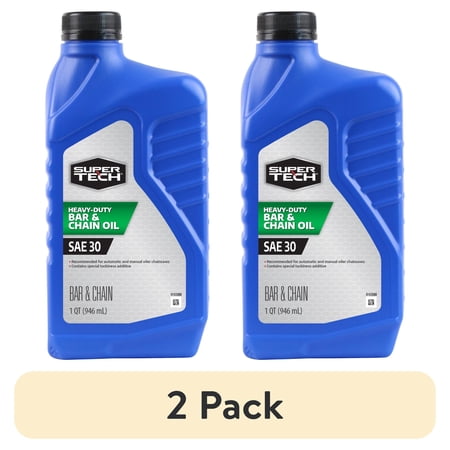 (2 pack) Super Tech SAE 30 Bar and Chain Oil, 1 Quart Bottle