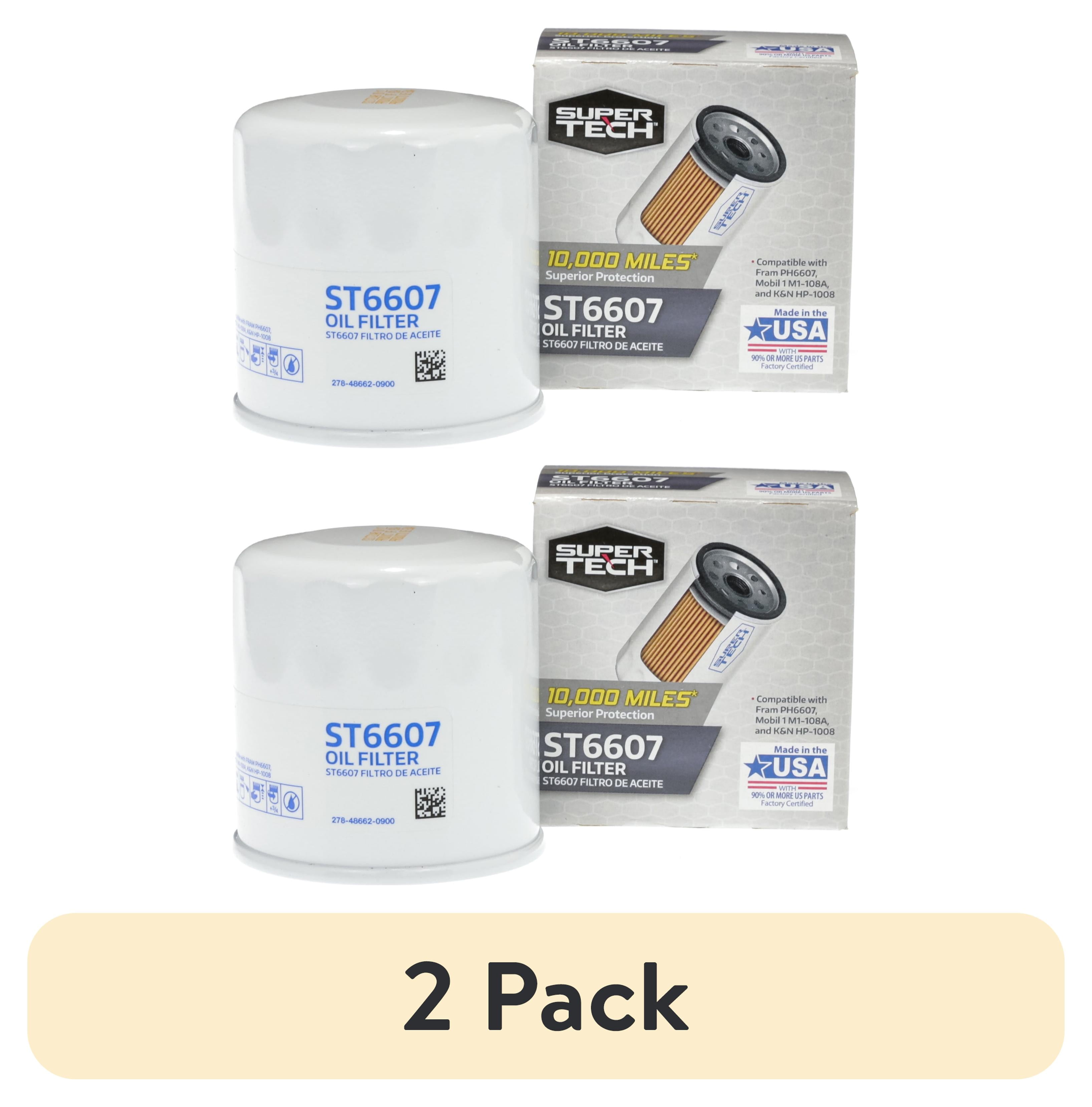 2 pack) Super Tech ST6607 10K Mile Spin-On Motor Oil Filter