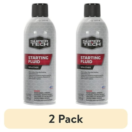 (2 pack) Super Tech Starting Fluid — Clear 50% Ether, 10.7 oz., Single (1 count)