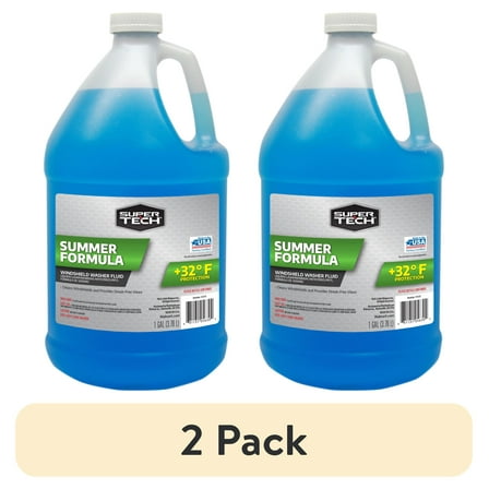 (2 pack) Super Tech Summer Formula +32F Windshield Washer Fluid for All Vehicles, 1 Gallon