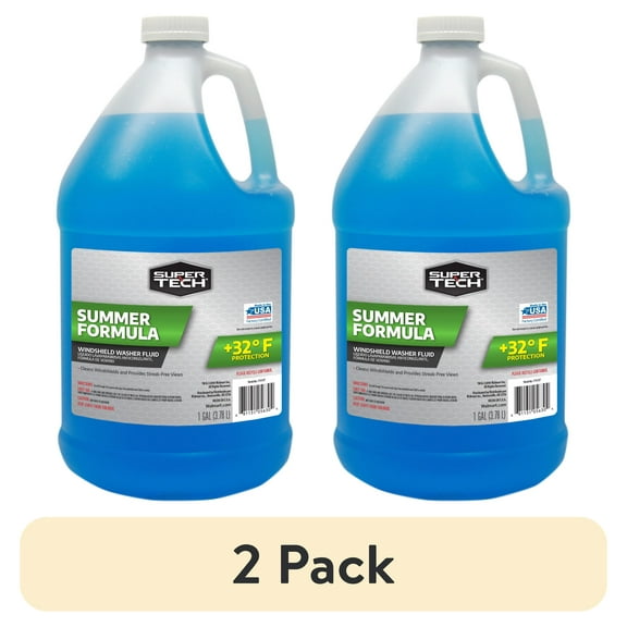 (2 pack) Super Tech Summer Formula +32F Windshield Washer Fluid for All Vehicles, 1 Gallon