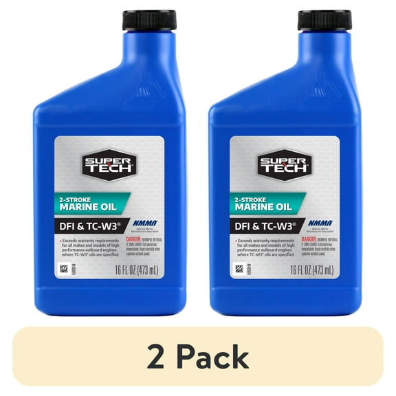 (2 pack) Super Tech TC-W3 Outboard 2 Cycle Engine Oil, 16 fl oz Bottle