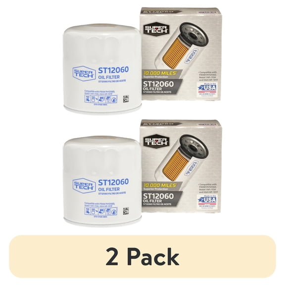 (2 pack) SuperTech ST12060, 10K mile Replacement Oil Filter for Buick, Cadillac, Chevrolet, and GMC