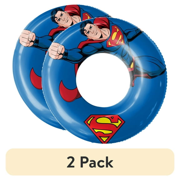 (2 pack) Superman 40" Inflatable Pool Ring Float for Pool, Beach, Lake Water Play, Ages 8+