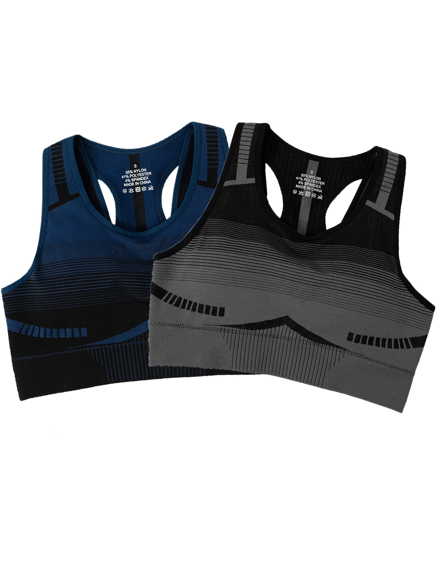NWT 2 Puma Seamless Sports Bras Black/Grey sz M  Seamless sports bra, Black  sports bra, Workout bras sports
