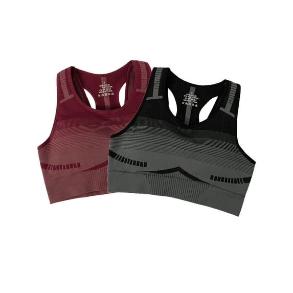 2-pack Supportive Sports Bras for Women Running Padded Compression Sports Bra Racerback Workout Tops Plus Size