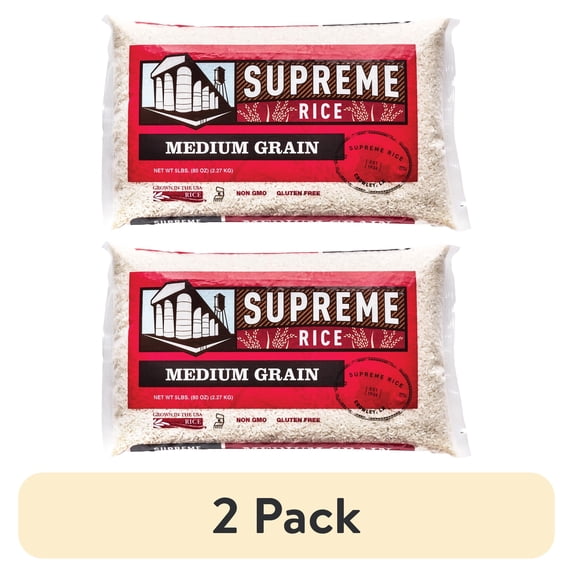 (2 pack) Supreme Rice 5lb Bag of White Medium Grain Rice