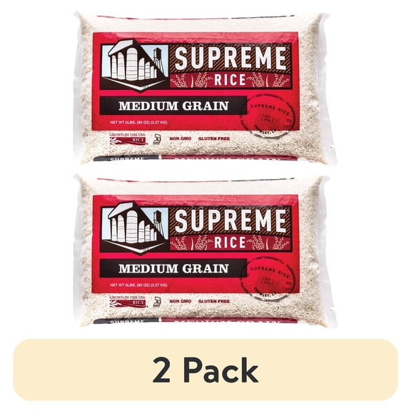 (2 pack) Supreme Rice 5lb Bag of White Medium Grain Rice
