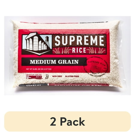 (2 pack) Supreme Rice 5lb Bag of White Medium Grain Rice