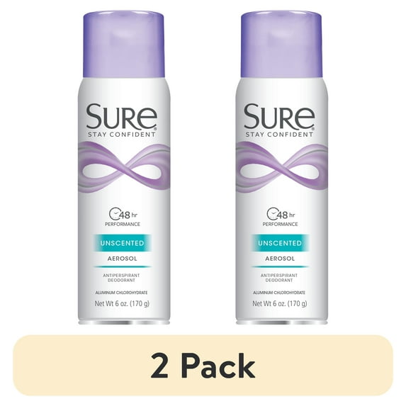 (2 pack) Sure Anti-Perspirant Deodorant Spray, Unscented, Women, 6 oz