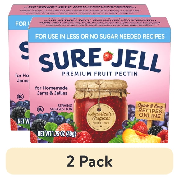 (2 pack) Sure-Jell Premium Fruit Pectin for Less or No Sugar Needed Recipes, 1.75 oz Box