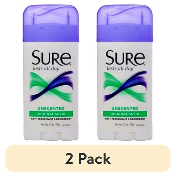 (2 pack) Sure Wide Solid Anti-Perspirant And Deodorant, Unscented - 2.7 Oz