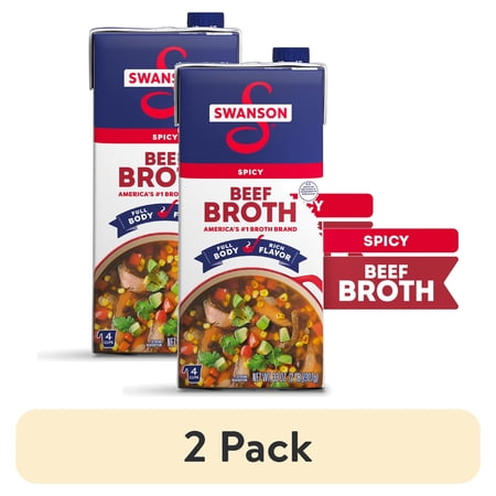 (2 pack) Swanson Spicy Beef Broth, 32 oz Carton