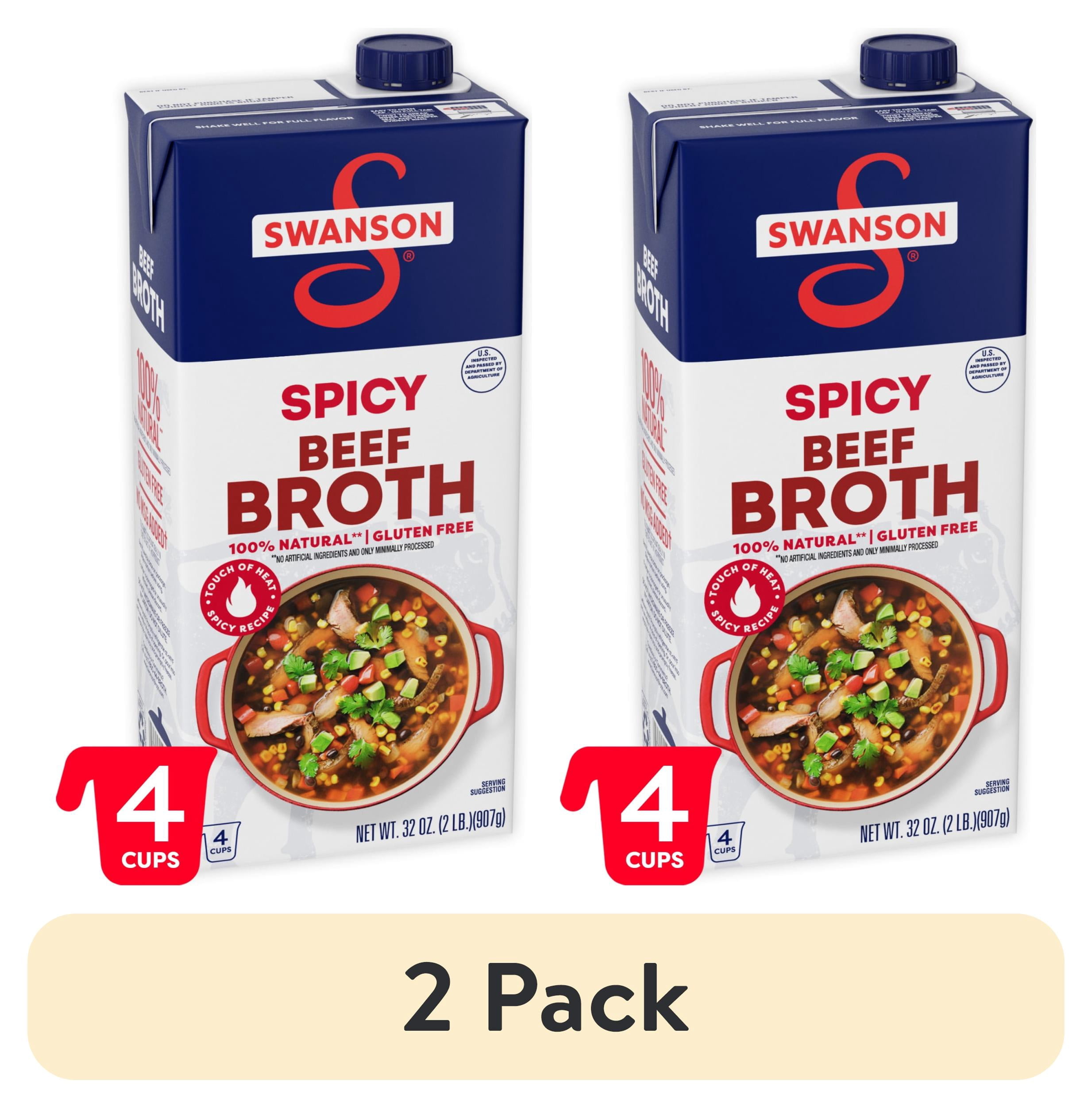 (2 pack) Swanson 100% Natural Spicy Beef Broth, 32 oz Carton - Walmart.com