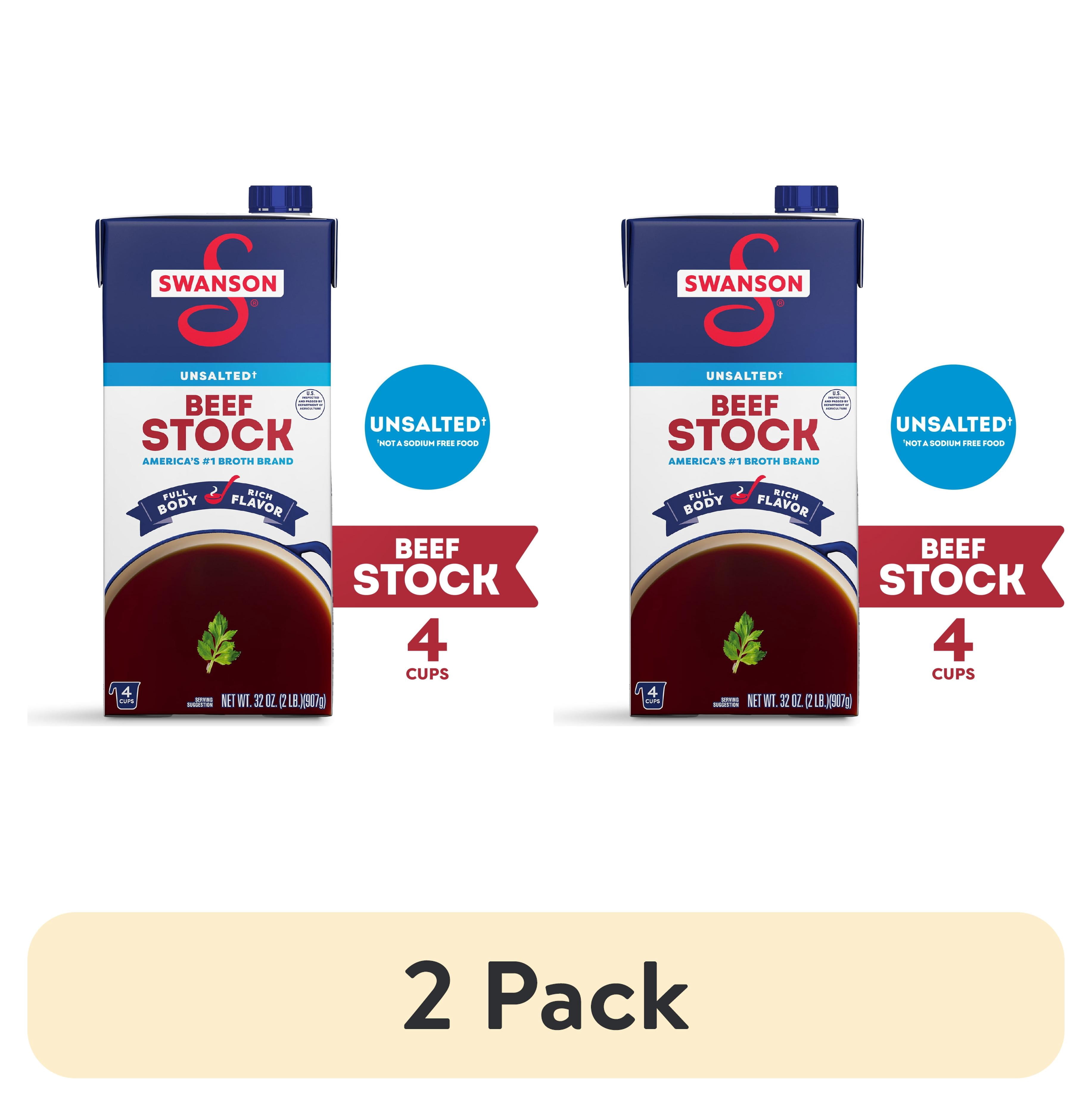 (2 pack) Swanson Unsalted Beef Stock, 32 oz Carton