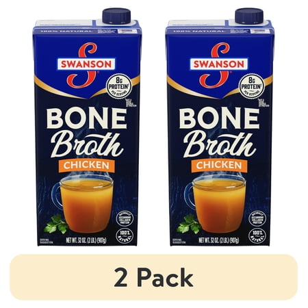 (2 pack) Swanson Chicken Bone Broth, 32 oz Carton