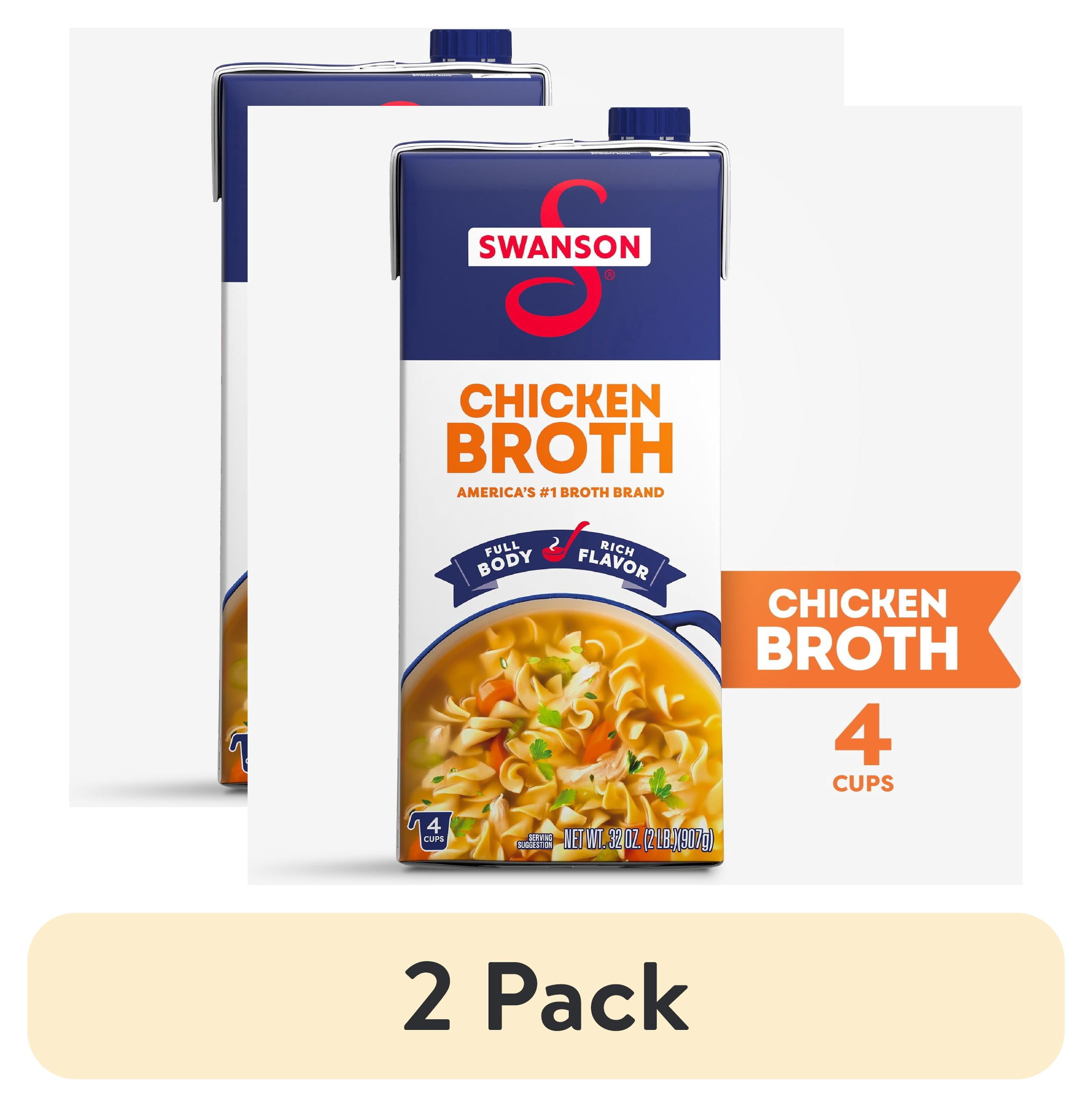(2 pack) Swanson Chicken Broth, 32 oz Carton