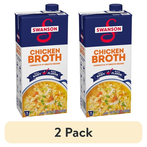 (2 pack) Swanson Chicken Broth, 32 oz Carton