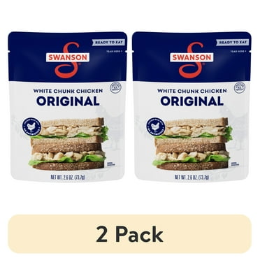 (2 pack) Swanson Original White Chunk Fully Cooked Chicken, Ready to Eat, Simple on-the-Go Meals, 2.6 oz Pouch
