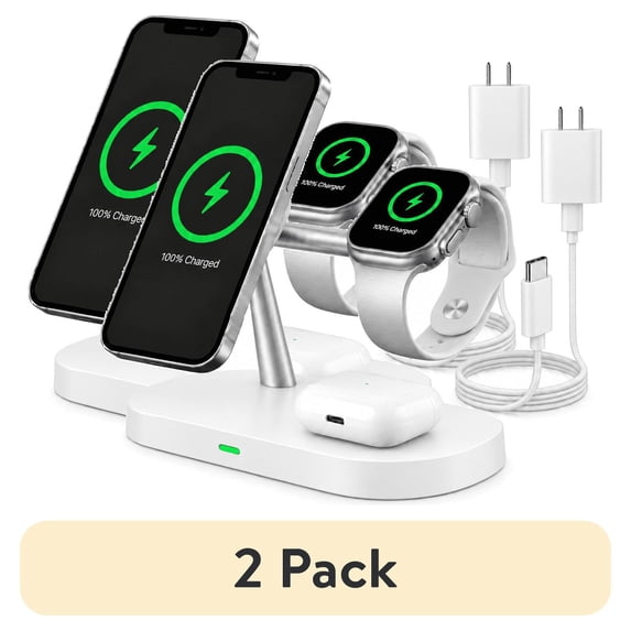 (2 pack) Swayvoo 3-in-1 Wireless Charging Station, Up to 15W Fast ...