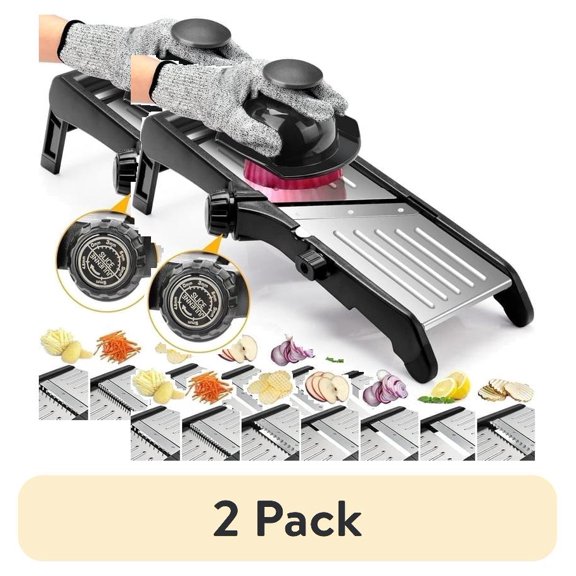 (2 pack) Swayvoo Stainless Steel Mandoline Slicer Vegetable Chopper Potato Slicer