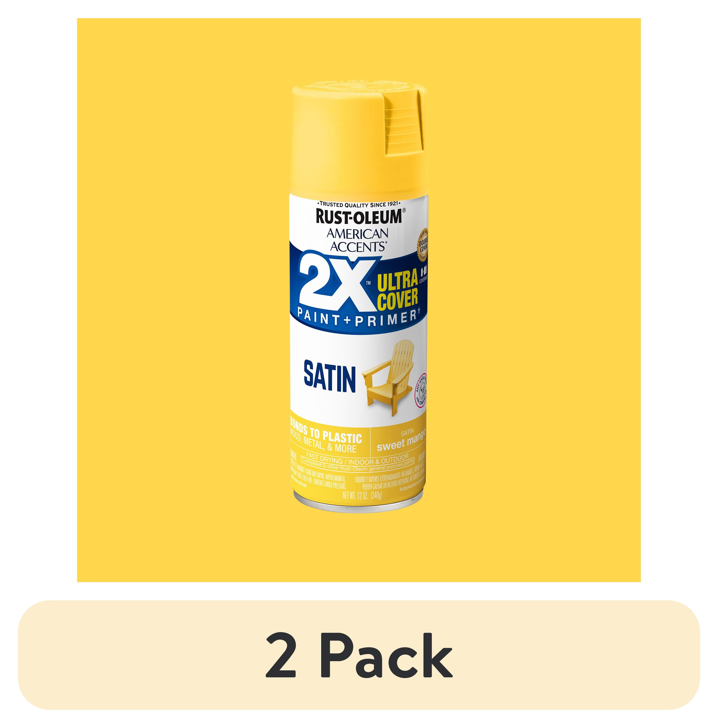 (2 pack) Sweet Mango, Rust-Oleum American Accents 2X Ultra Cover Satin Spray Paint-389906, 12 oz