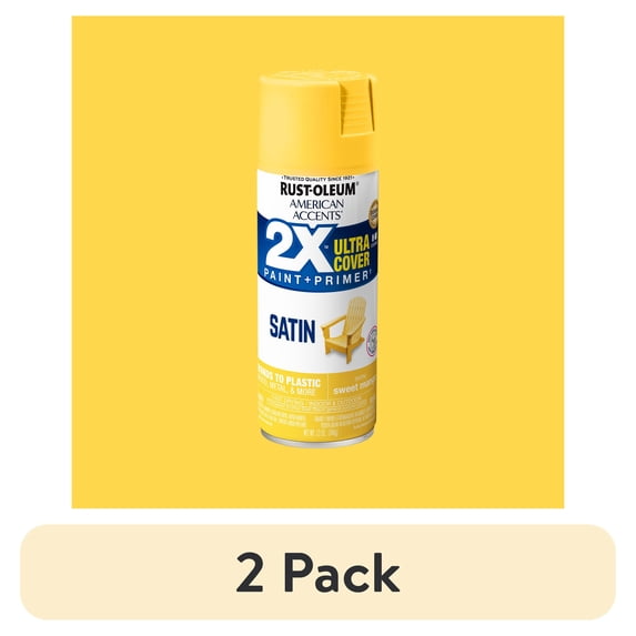 (2 pack) Sweet Mango, Rust-Oleum American Accents 2X Ultra Cover Satin Spray Paint-389906, 12 oz