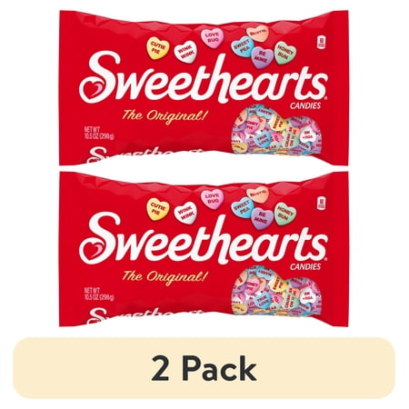 (2 pack) Sweethearts Valentines Candy Conversation Hearts, Assorted Fruit Flavors, 10.5 oz Bag