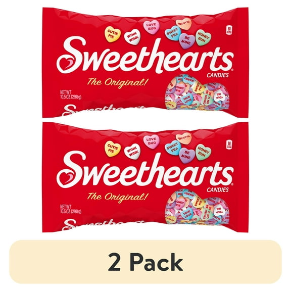 (2 pack) Sweethearts Valentines Candy Conversation Hearts, Assorted Fruit Flavors, 10.5 oz Bag