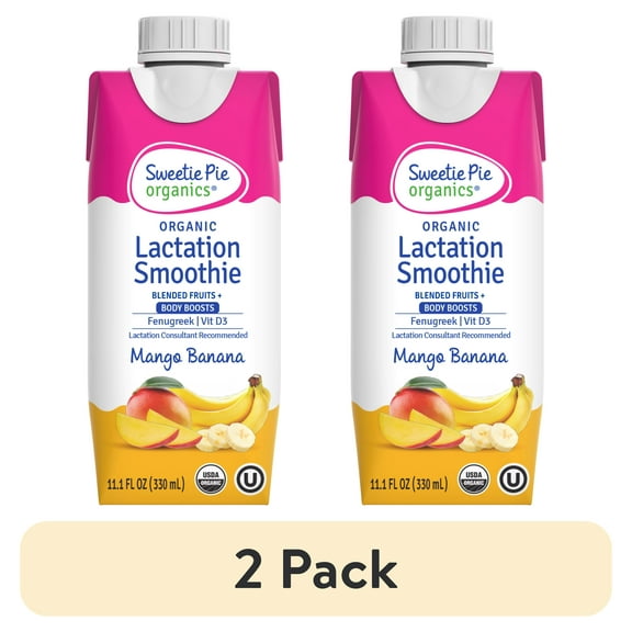(2 pack) Sweetie Pie Organics Lactation Support Smoothie, Mango Banana, 11.1 oz, 1-Pack