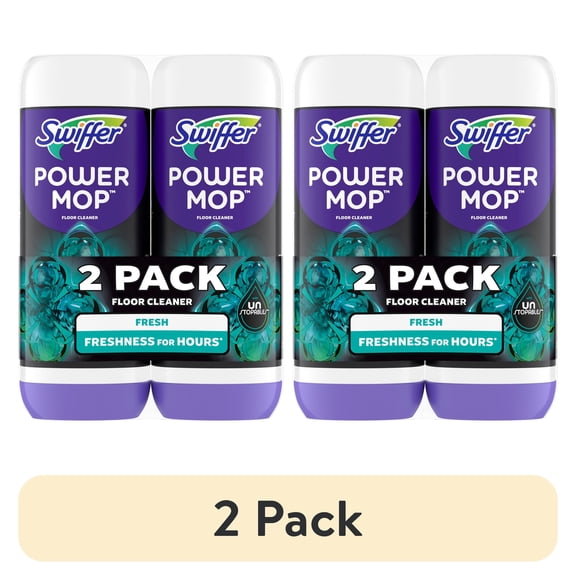 (2 pack) Swiffer PowerMop Solution with Unstopables Fresh Scent, Double Pack