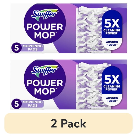 (2 pack) Swiffer Power Mop Pad Refill, Unscented, 5 Count