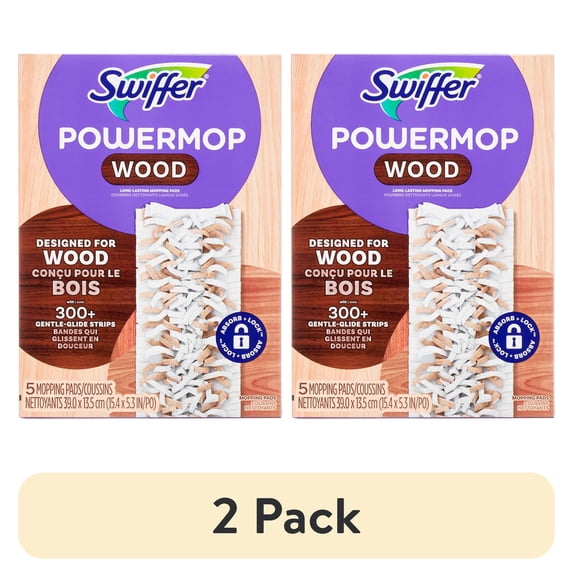 (2 pack) Swiffer Power Mop Wood Pad Refil, Unscented, 5 Count