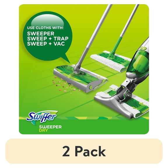 (2 pack) Swiffer Sweeper Dry Sweeping Pad Multi Surface Refills for Dusters floor mop, Unscented, 16 Count