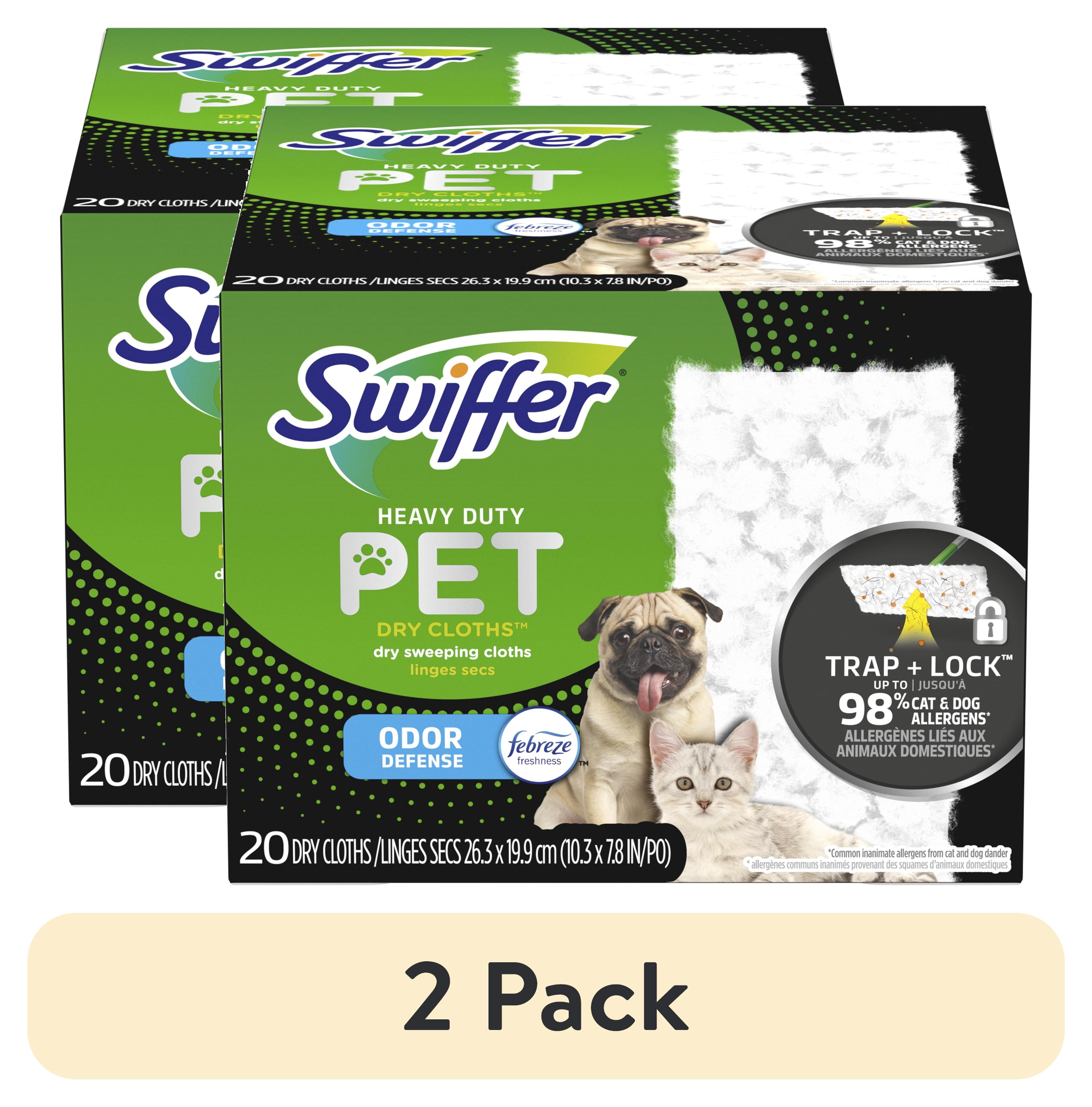 (2 pack) Swiffer Hair Magnet Heavy Duty Pet Refills, Odor Defense, 20 Count