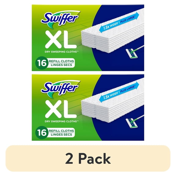 (2 pack) Swiffer Sweeper XL Dry Pad Refills, Unscented, 16 Count