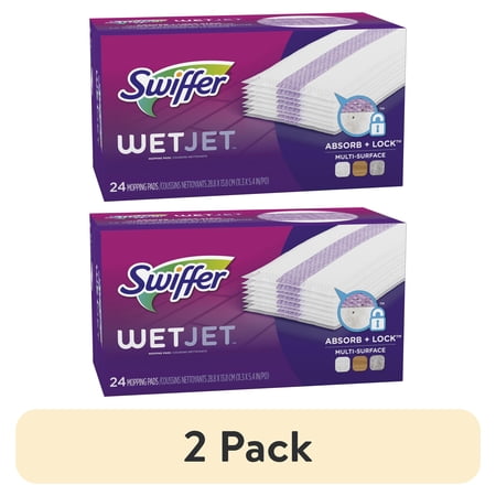 (2 pack) Swiffer Wet Jet Mop Cleaning Pads Refill, Floor Cleaner for Mopping Wood, Laminate, Tile, 24 Count