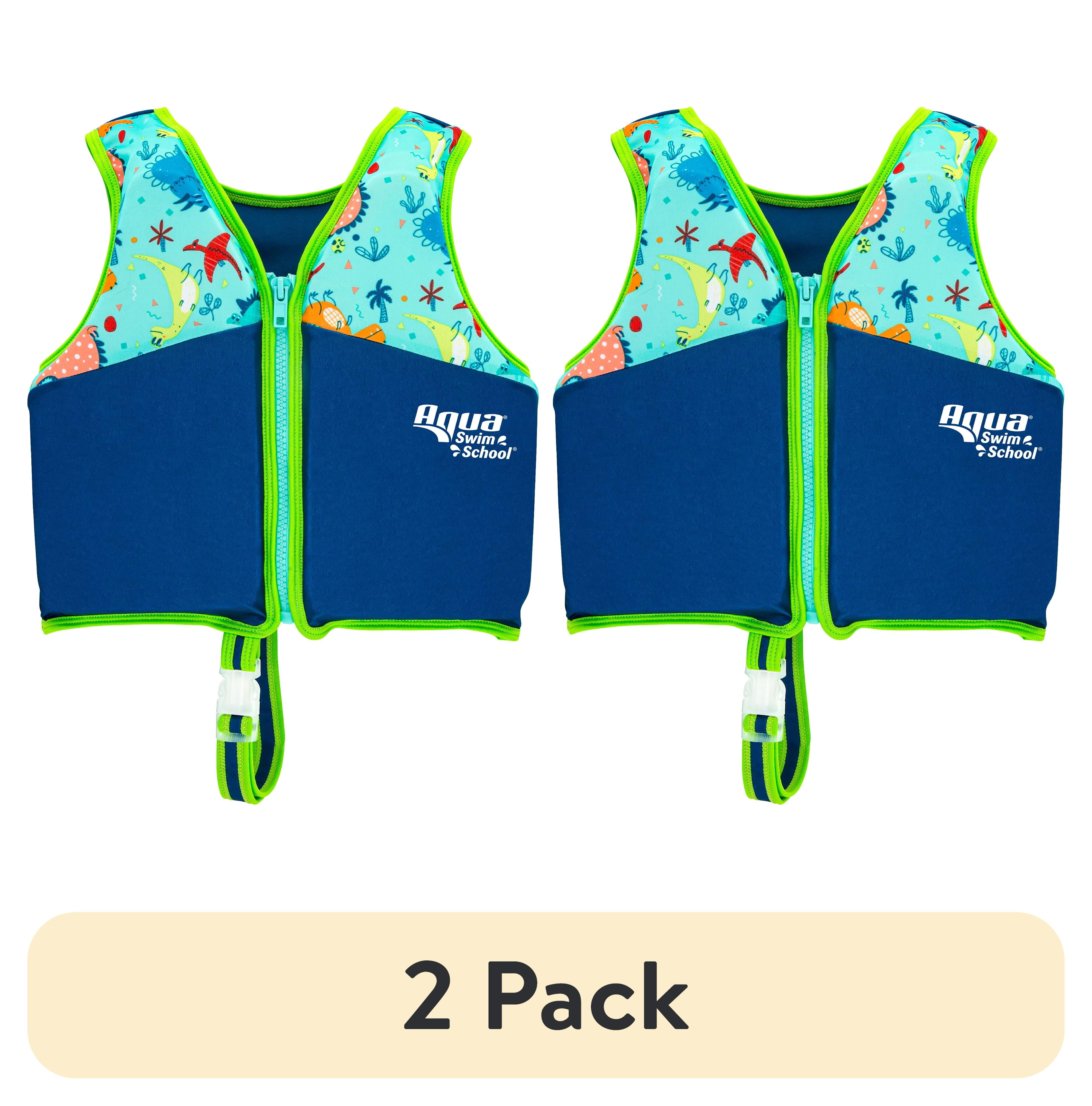 (2 pack) Swim School Blue Youth Sharks and Octopus Swim Training Vest, Size Medium-Large, Ages 4-6 Years