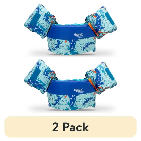 SwimSchool 2-in-1 Swim Training Vest, Blue Shark, Grow With Me Swim Training Vest, Ages 4-6, Unisex