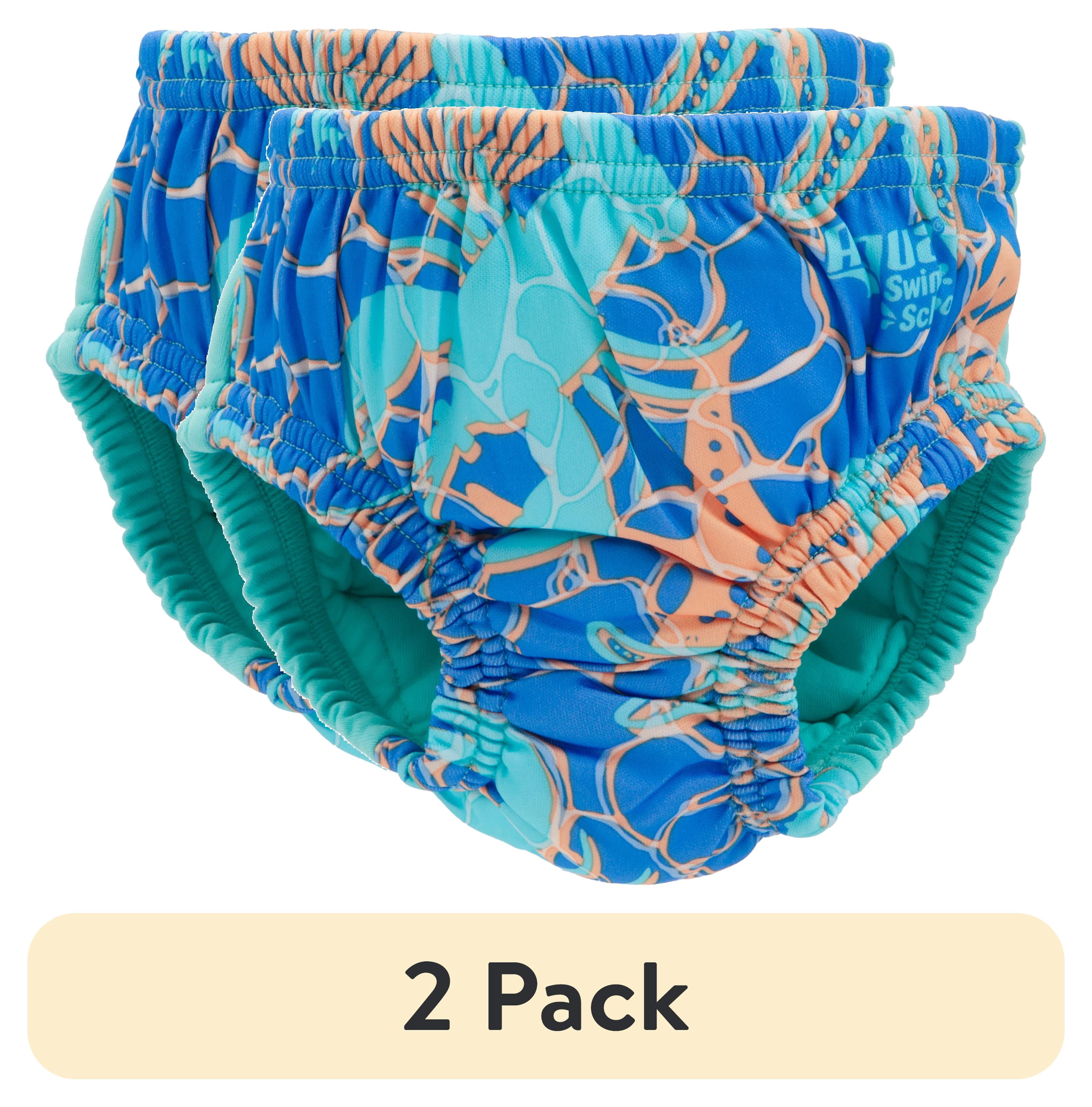 (2 pack) SwimSchool Reusable Polyester Swim Diaper for Infants, Size m, 6-18 Months, Unisex (16-22 lbs)