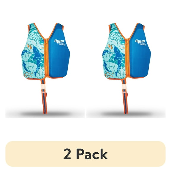 (2 pack) SwimSchool Swim Training Vest, Small/Medium, Ages 2-4 Years, Blue Shark