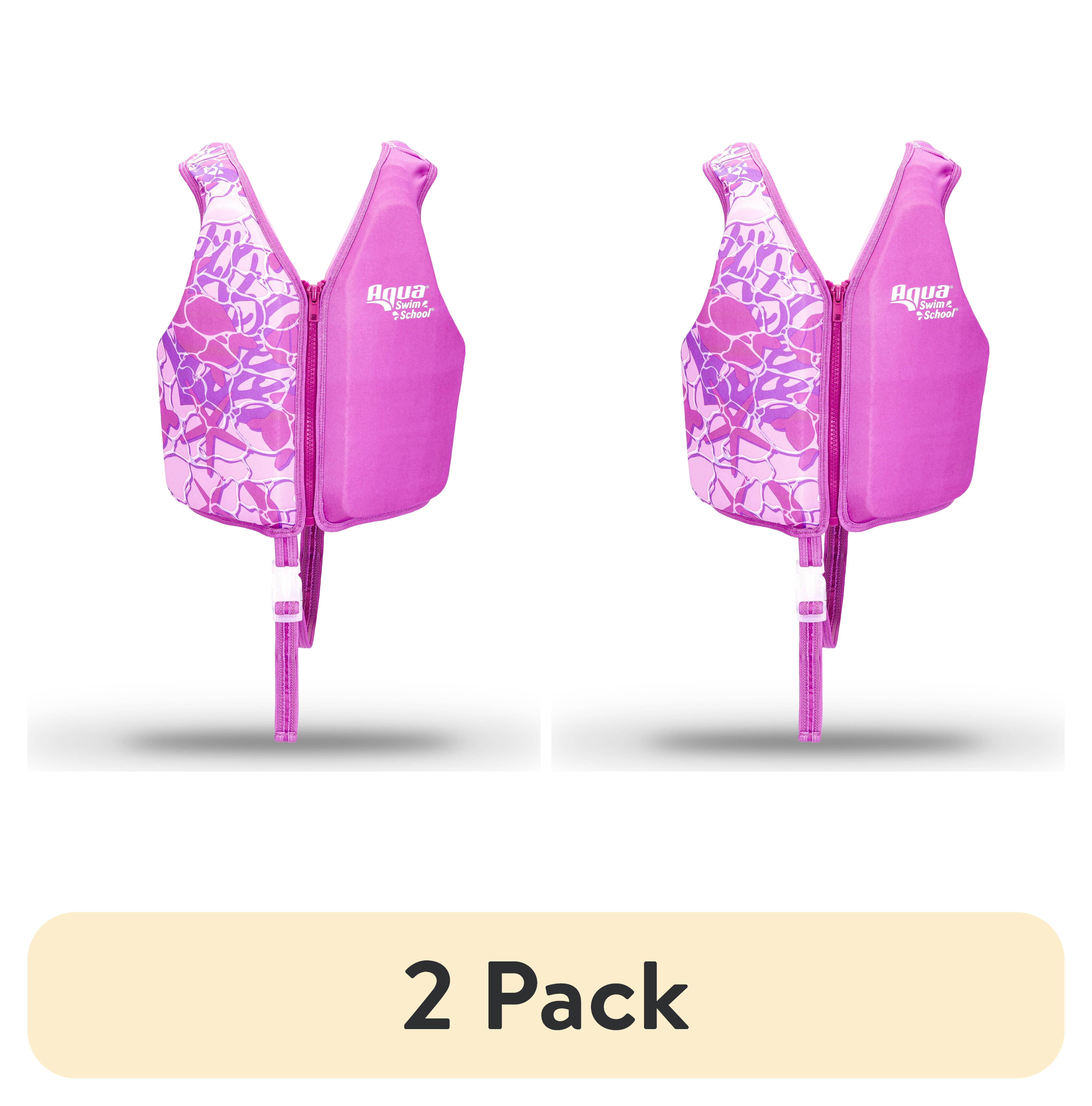 (2 pack) SwimSchool Swim Training Vest, Small/Medium, Ages 2-4 Years, Pink Turtle