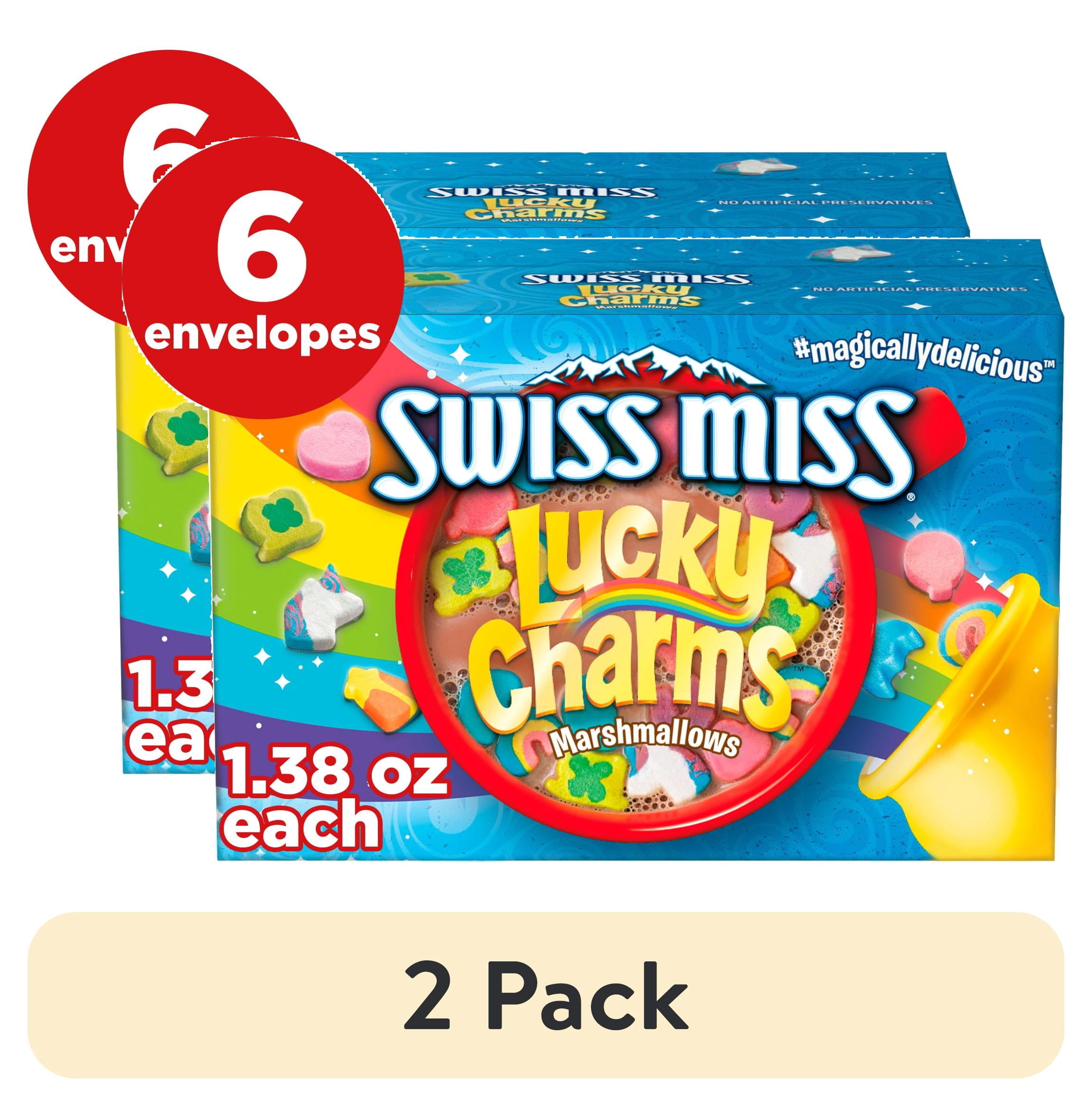 (2 pack) Swiss Miss Chocolate Flavored Hot Cocoa Mix with Lucky Charms Marshmallows, 1.38 oz., 6-Count