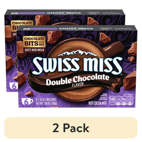 (2 pack) Swiss Miss Double Chocolate Flavor Hot Cocoa Mix, 1.18 oz. 6-Count Envelopes