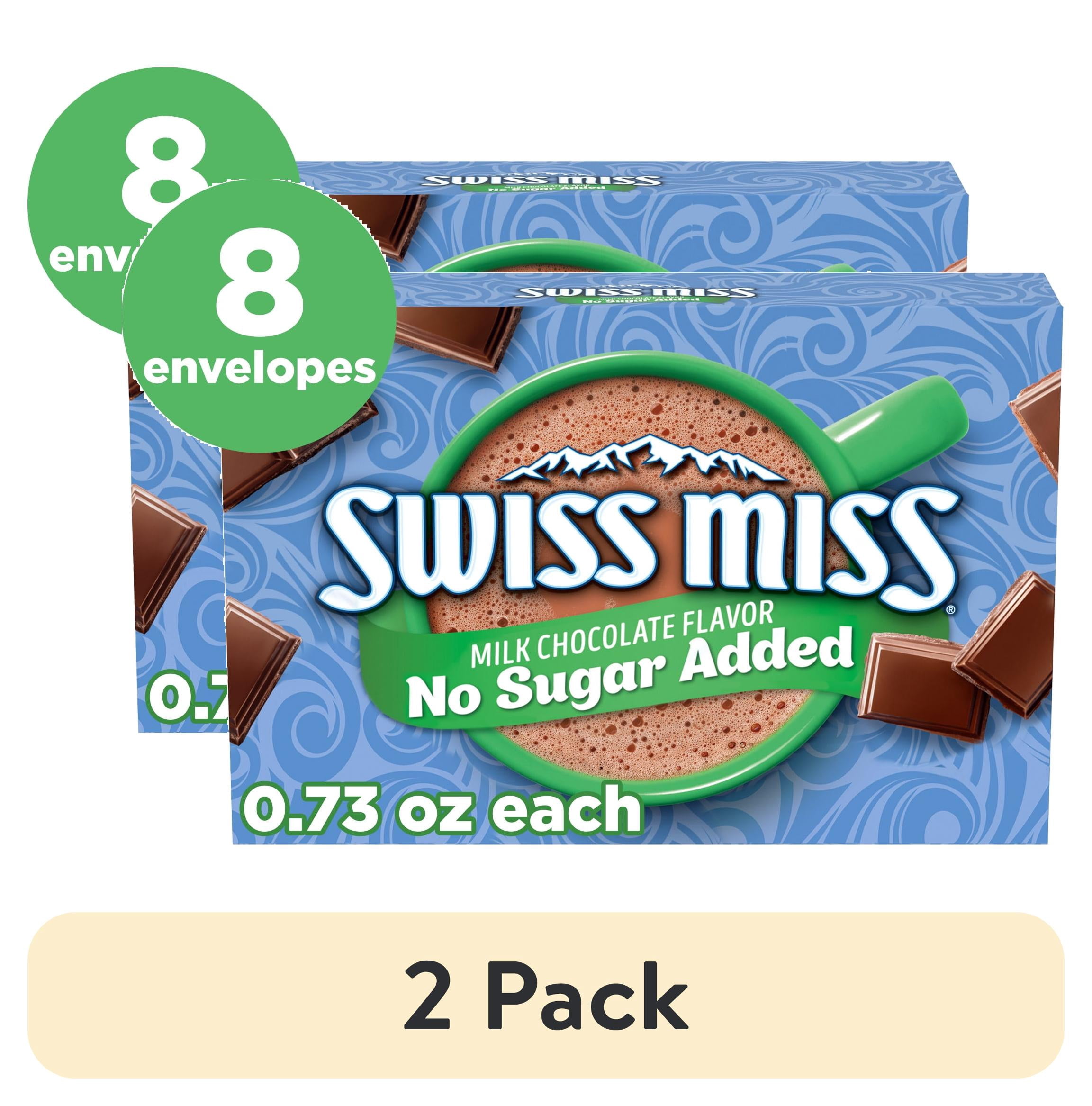(2 pack) Swiss Miss No Sugar Added Milk Chocolate Flavored Hot Cocoa Mix, 0.73 oz., 8-Count Envelopes